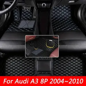 U Leather Car Floor Mats For Audi A3 8P 2004~2010 Carpets Rug Foot Pads interior Accessories Full Set Uk Exclusions