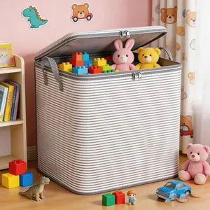 Xl Foldable Storage Bag with Durable Handles, Zipper, and Lid, Ideal for Closet Organization and Clothing Storage