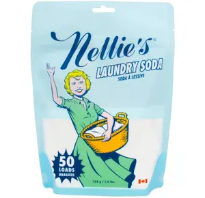 Nellie's Laundry Soda - Concentrated Laundry Detergent Powder - 50 Load Pouch - Gentle on Skin and Environment - Fragrance-Free - Made in Canada
