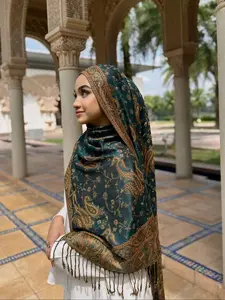 Women's Paisley Pashmina Hijab Head Scarf, Elegant Fringe Design, Perfect for All Seasons, Ideal for Daily Use & Stylish