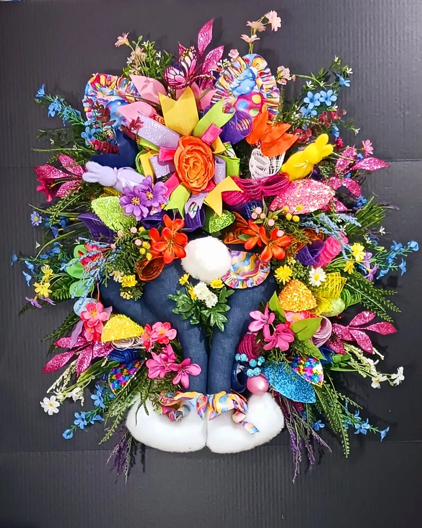 Bunny Butt Wreath, Spring floral Easter Wreath