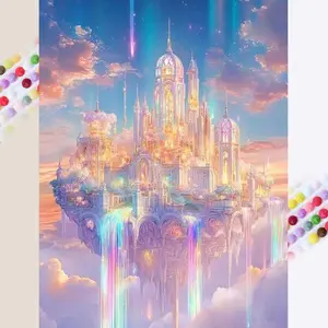 1pcs 5D DIY handmade diamond painting set, 5D diamond art set, DIY decoration, Sky Castle diamond painting set full round drill DIY, mosaic, diamond art, DIY art home decoration, suitable for Halloween and Christmas, Handcraft