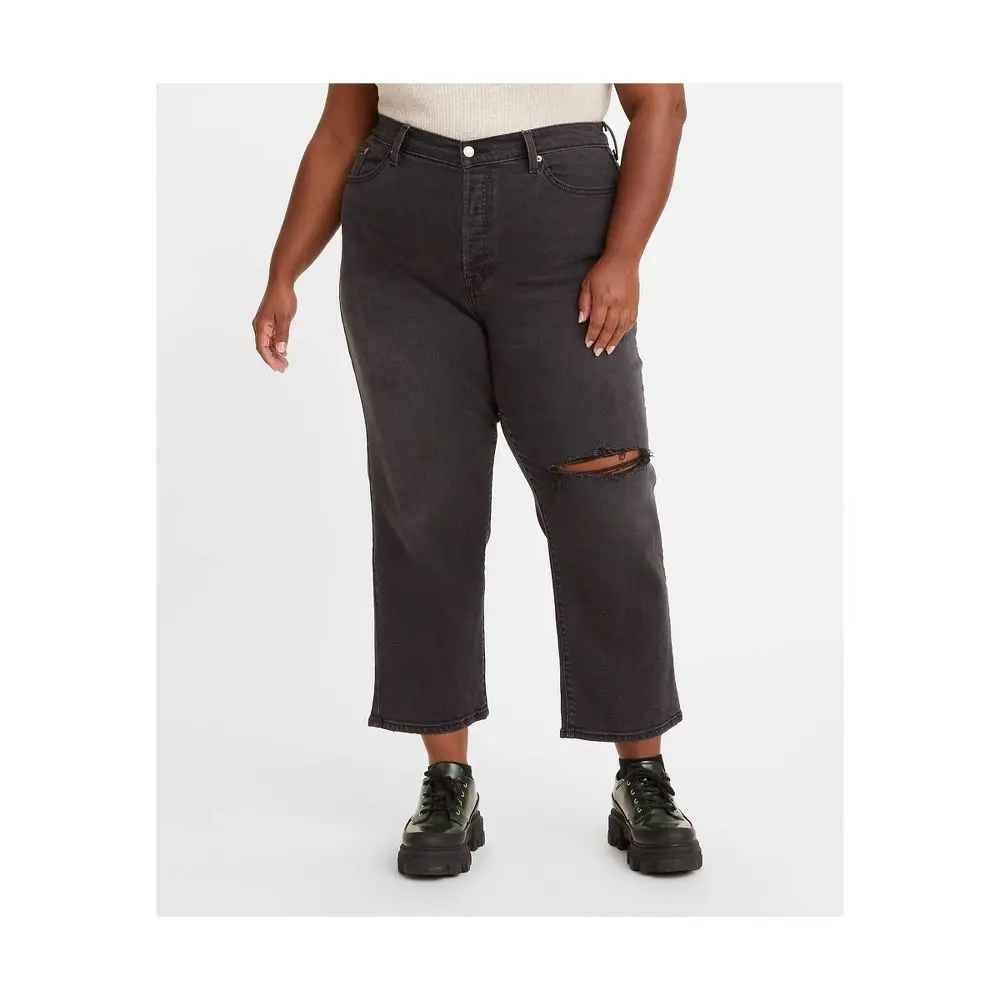 Levi's Women's Plus High Rise Straight Leg Crop Straight Jeans Stretch Denim Cut & Dry 20