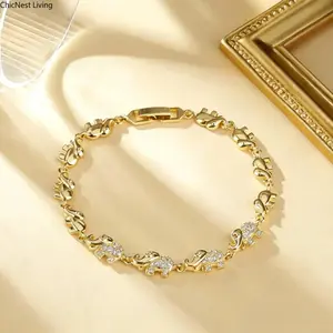 Cubic Zirconia Elephant Bracelet for Women Cute Animal CZ Link Chain Bracelet  Jewelry Gift Fashion Animal Bangle Punk Style For Woman Valentine’s gift