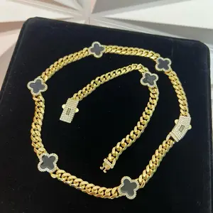 14k Gold Bonded Bracelet and Necklace with Diamond Accents