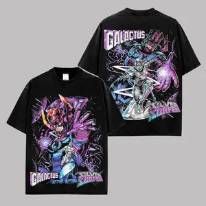 Galactus & Silver Surfer T-Shirt, Cosmic Graphic Tee, Planet Devourer Fan Shirt, Space Comic Character Apparel, Retro Superhero Universe Streetwear, Unisex Cotton Graphic Tee