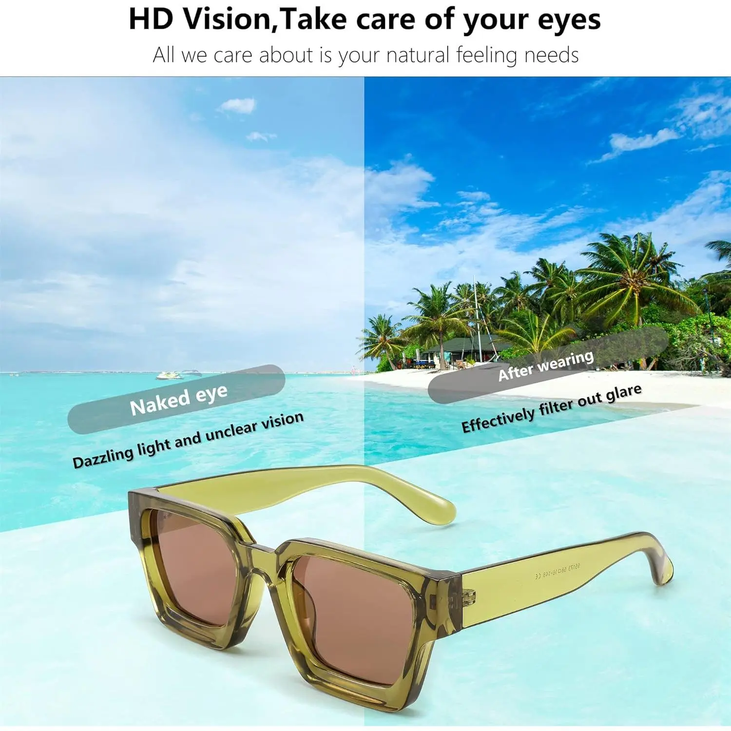 FEISEDY Retro 90s Square Sunglasses for Women Men Trendy 