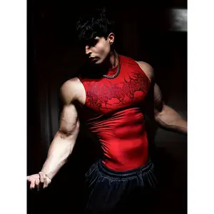 Compression Sleeveless  2025 New Model Muscle Fitness Tank  Black Body Shaper Front and Back Trendy Print Quick-Dry Workout Shirt, Sleeveless Shirt Men, Tank  Men thermal long sleeve top Cool abdominal full 3D Digital Christmas-Themed Men's Pants white