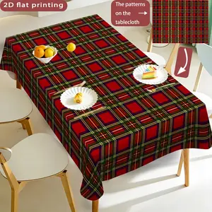 Plaid Print Tablecloth, Polyester Washable, Kitchen Dining Outdoor Picnic Garden Party Decorative Cloth