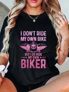 100% Cotton Unisex Biker Wife Girl I Ride My Own Biker Funny Motorcycle T-Shirt