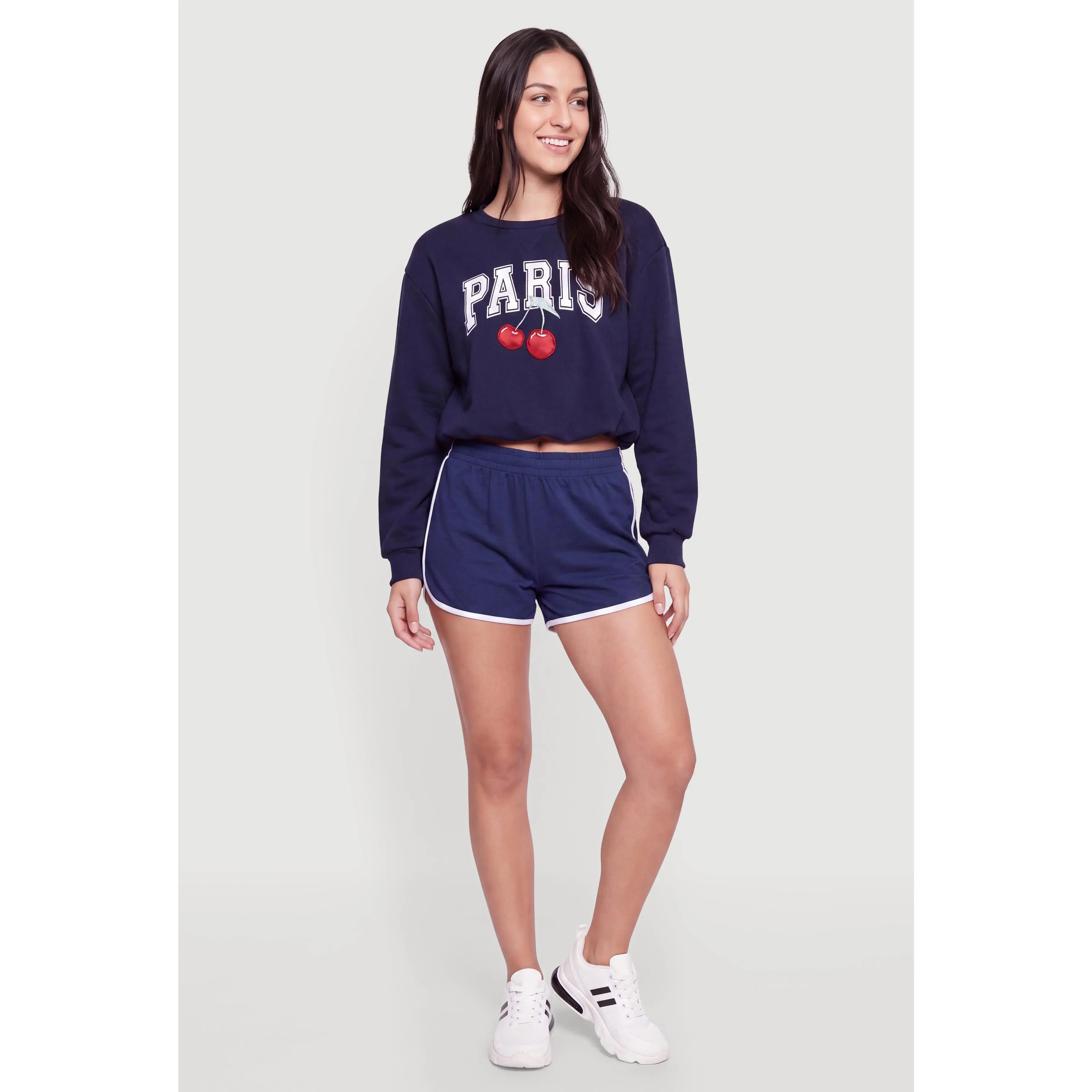 Paris Cherry Graphic Bubble Hem Sweatshirt