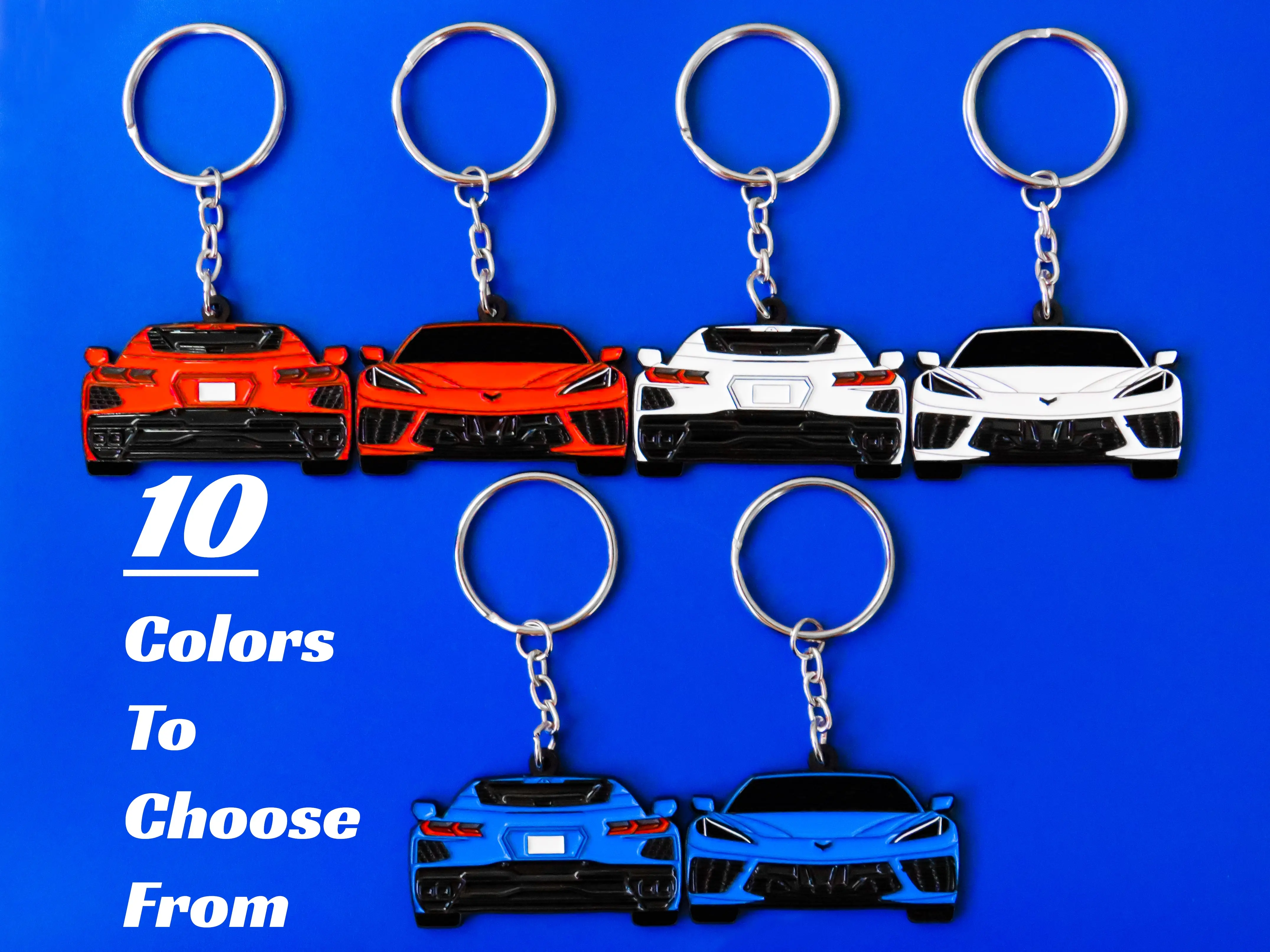 Keychain For C8 Chevy Corvette DOUBLE-Sided Sports Car Keyring Jet Tag Cool And Unique Gifts For Boyfriend Car Enthusiast, Car Guys, Boyfriend, Him, Her, Dad, Mom And More