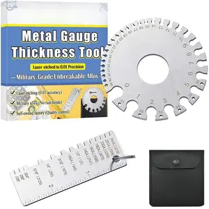 Wire Gauge Measuring Tool (2 Pcs) - Round Dual Sided Metal Sheet Gage & Metal Sheet Thickness Gauge, Stainless Sheet Wire Size Chart & Welding Measurement Tool
