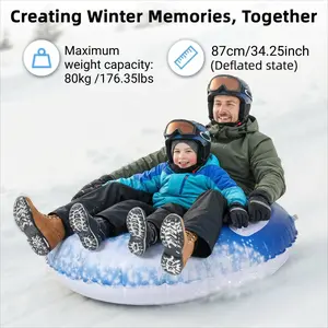 Winter Thickened PVC Snowboard Ring, With Handles Inflatable  Anti-Slip Grass Board Inflatable Snowboard,Christmas Sled Upgrade 95cm Snowboard Ring,Tube Protable Winter Snow Sledding Toy,Christmas Birthday Gift for Family