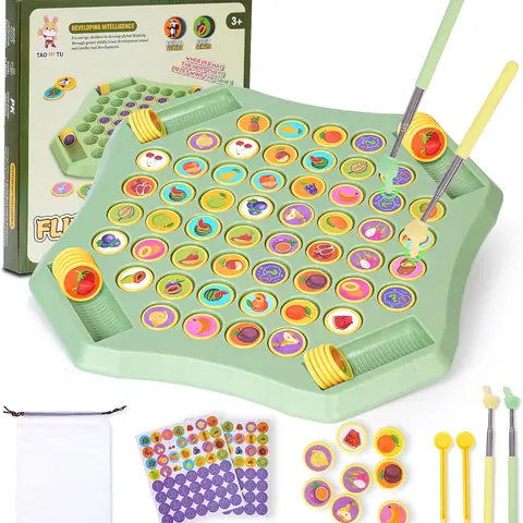 Plastic Animal Flip Chess Memory Tabletop Game - Unisex Educational Toy with Game Pieces for Family Play, Tabletop Fun, Memory Training, Strategy Practice & Capability Development, Family Game