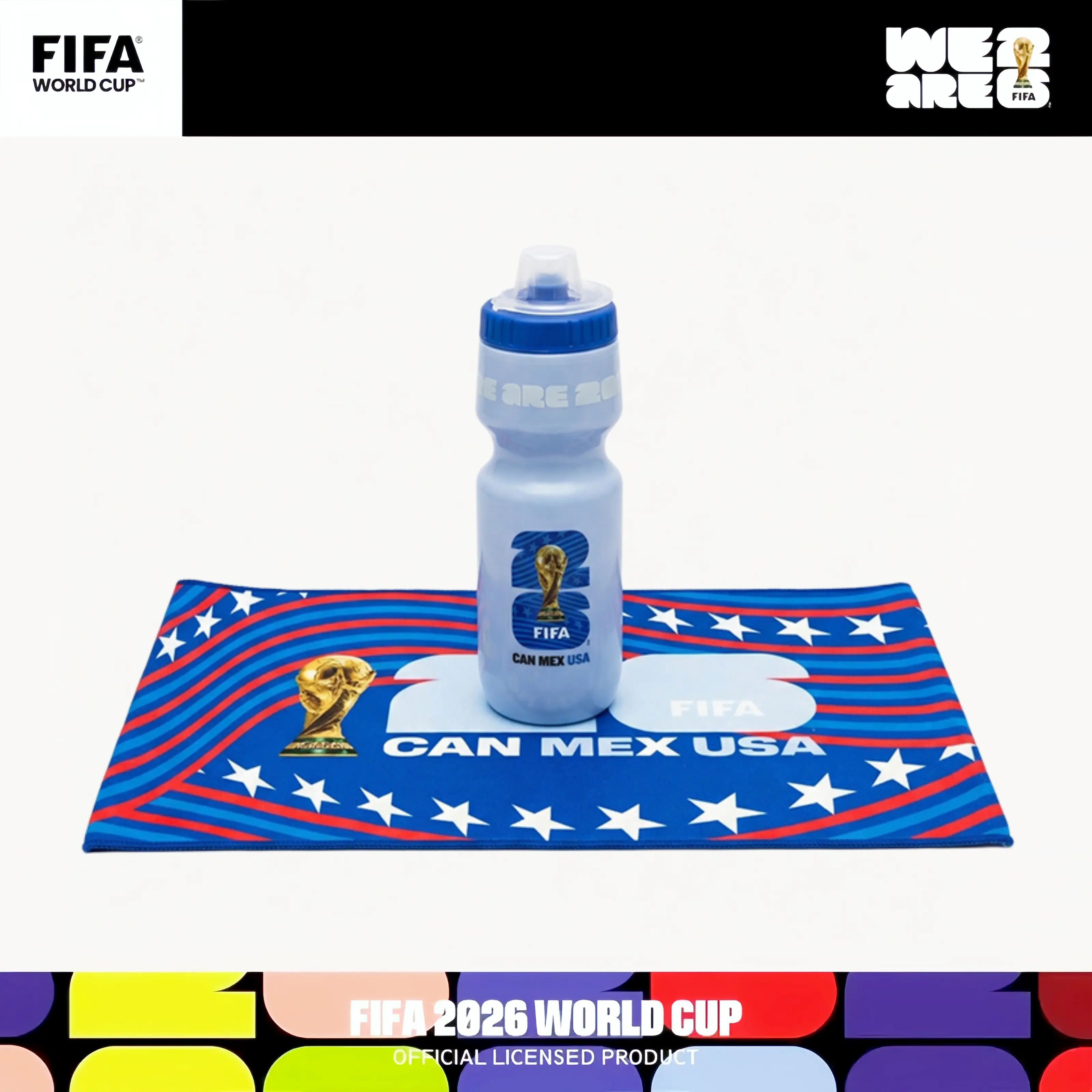 [ FIFA World Cup 2026 ] Officially Licensed FIFA Squeeze Water Bottle & Towel Set  Durable Lightweight Perfect Soccer Gifts for Fans Teenager
