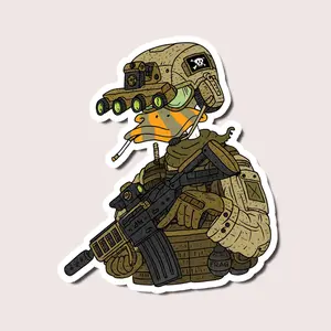 Tactical Duck Sticker | Funny Military Style Cartoon Vinyl Decal | Waterproof Collectible for Laptop, Car, Water Bottle