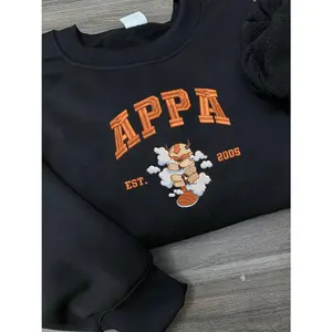 Anime Embroidered Sweatshirt, Appa Embroidered Anime Shirt, Anime Shirt, Embroidered Shirt,
