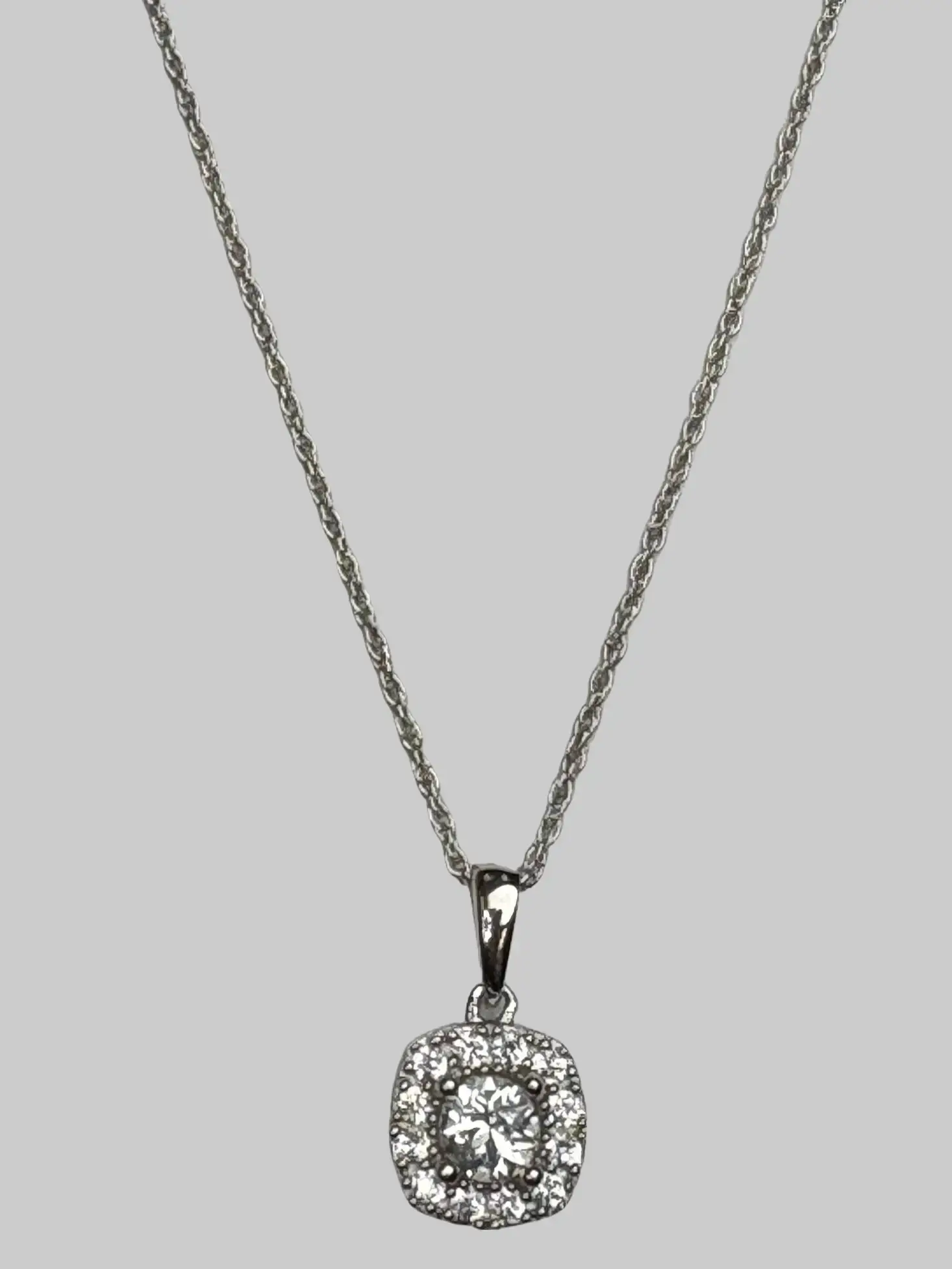 SILVER 925 CREATED SAPPHIRE NECKLACE-18"