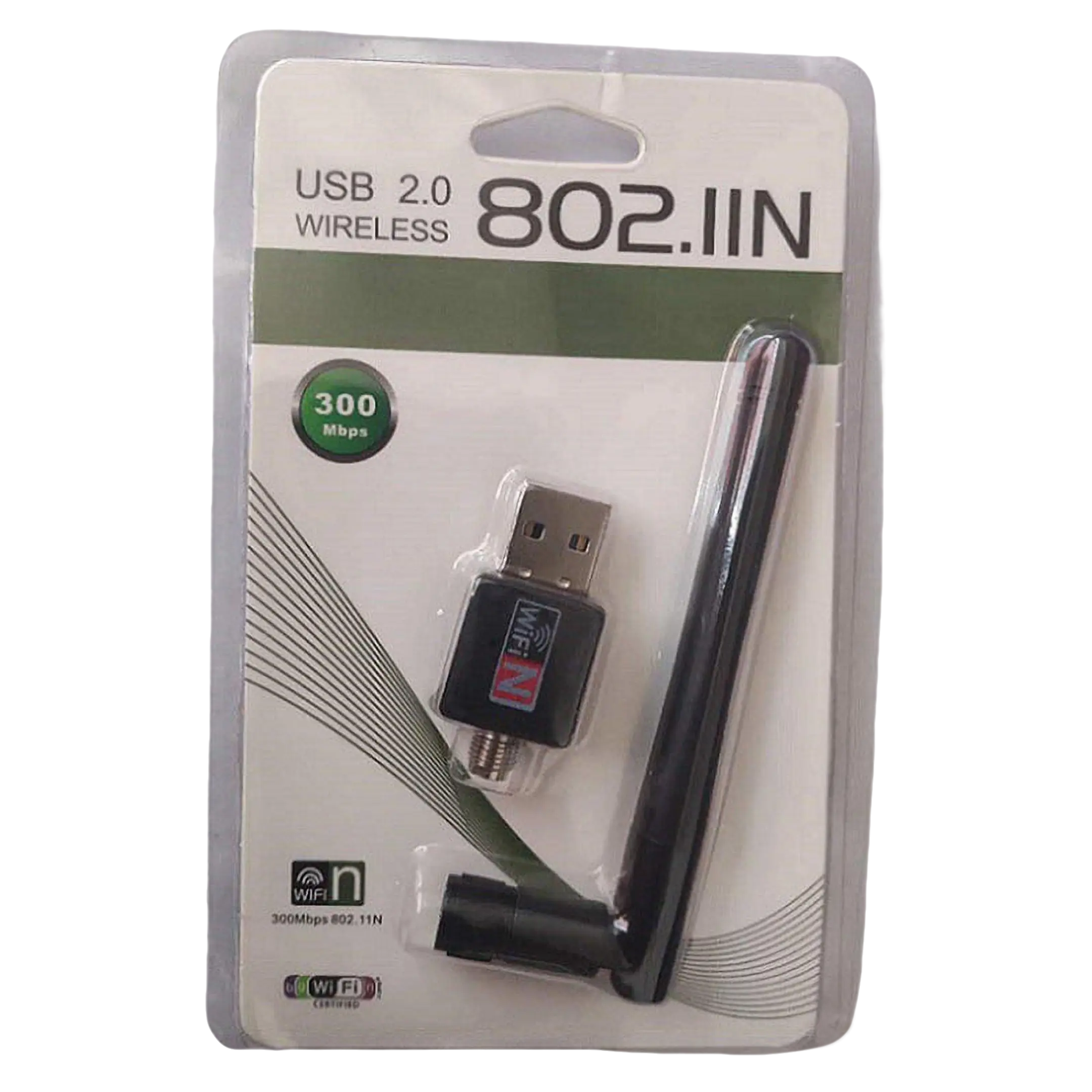 300 Mbps Speed USB WiFi Adapter for Desktop PC, 802.11N LAN Card with External Antenna, PC A6 Model with Fast Transfer, Antenna Included