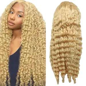13x6 613 Blonde Burmese Curly Wig Human Hair Transparent HD Lace Front Wigs 100% Human Hair 30inch Deep Wave Glueless Wigs Pre Plucked With Spiral End New Styles Burmese Curly Wig For Woman