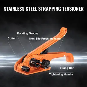 VEVOR Banding Strapping Kit with Strapping Tensioner Tool, 328 ft Length Woven Strapping Cord Band, 100 Metal Seals, Pallet Packaging Strapping Banding Kit, Banding Packaging Strapping for Packing