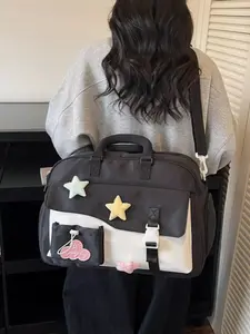 Color Block Star & Cloud Embellished Travel Bag