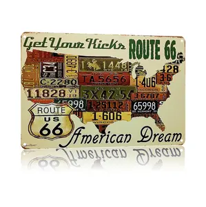 Route 66 Decor Us Road License Signs Bar Wall Plaque Retro Vintage Metal Sign 12 x 8 Inch