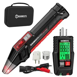 Circuit Breaker Finder with LCD Display, GFCI Outlet Tester, Electrical Circuit Tracer Tool with NCV Test & Flashlight, Includes Carrying Case and Adapters- KT301P