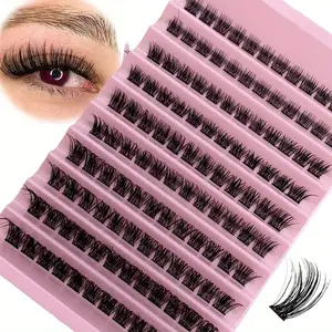 1Box Lashes, D Curling 8-16mm Mixed Length DIY Eyelashes Extension, Fluffy Segmented Grafting, Fluffy Cluster Lashes