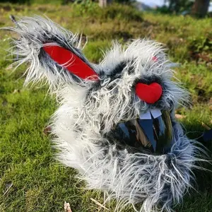 Halloween Full-Face Helmet Protective Covers Horror Plush Rabbit Helmet Cover Helmet Decoration(Helmet Not Included)
