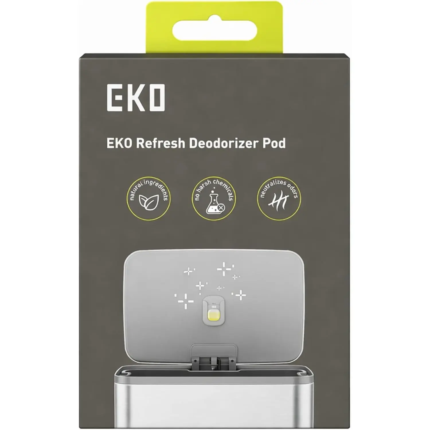 EKO Refresh Deodorizer Pod Kit with Refillable Holder - 1 Pod + 1 Holder, Nature-Infused Scented Household Aroma Eliminator, 45-Day Long-Lasting Plant-Based Chemical-Free Air Freshener for Trash Can, Bathroom