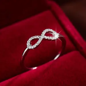 1pc Glamorous Cubic Zirconia Infinity Symbol Decor Ring for Women, Gift