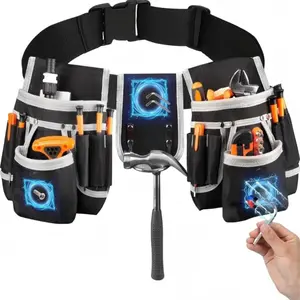 Magnetic Tool Pouch, Portable Heavy Duty 26-pockets Padded Tool Belt for Men, Detachable & Adjustable Tool Pouch Bag for Electrician, Carpenter, Construction, Sling Tool Bag