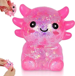 Axolotl Squishy Toy, Cute Slow Rising Fidget Toy for Stress Relief, Soft Squeeze Sensory Toy for Kids and Adults, Handheld Stress Ball for Anxiety and Focus Sitting Posture Axolotl