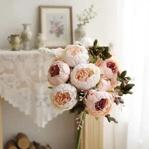 Peony & Hydrangea Artificial Flower Set - Realistic Wedding Party Home Decor Floral Arrangement, Halloween Christmas Holiday Decoration Bouquet, Ins Style Living Dining Table Decor, Mother's Day Gift Ideal