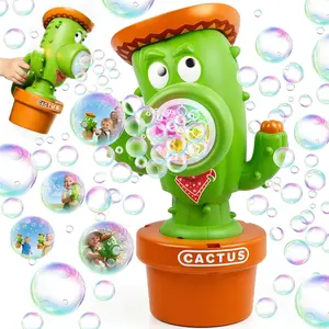 Cactus Bubble Machine for Children, Automatic Cactus Toy Bubble Maker for Toddlers, Rechargeable Battery-Operated Bubble Toys for Indoor and Outdoor Birthday Parties,Great Gift for Toddlers Aged 3+