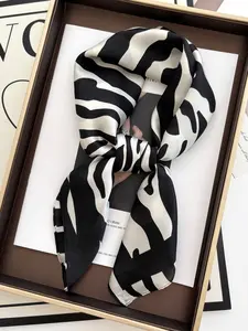 Luxury Brand Leopard Print Scarf, Women's Silk-Like Shawl, Casual Versatile Small Scarf, Boho Style Scarf, Perfect for Dresses