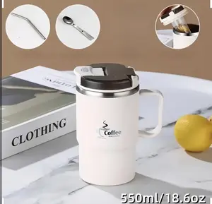 3-in-1 Stainless Steel Coffee Mug with Lid, Tea Infuser & Spoon – 550ml Insulated Travel Cup