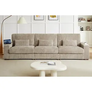 【2 USB Ports】ONBRILL 130" Modular Sectional Sofa,Cloud Modern Corduroy Couch for Living Room,Bedroom, Apartment and Office, Deep Seat Loveseat Sofa with USB and Type-C Port,Wide Armrest,RemovableCover