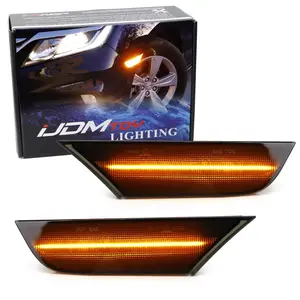 iJDMTOY Dark Smoked Lens Full Amber LED Bumper Side Marker Light Assembly For 2018-up Honda Odyssey, Replace OEM Amber Front Sidemarker Lamps