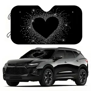 UV Resistant Heart-Shaped Car Sun Visor with Black Background & Star Pattern - Portable Glare Shield Suitable for, Easy Install for SUVs, Trucks, Sedans, - Harmful Radiation, Fits Most Vehicles, Car Windshield Sunshade