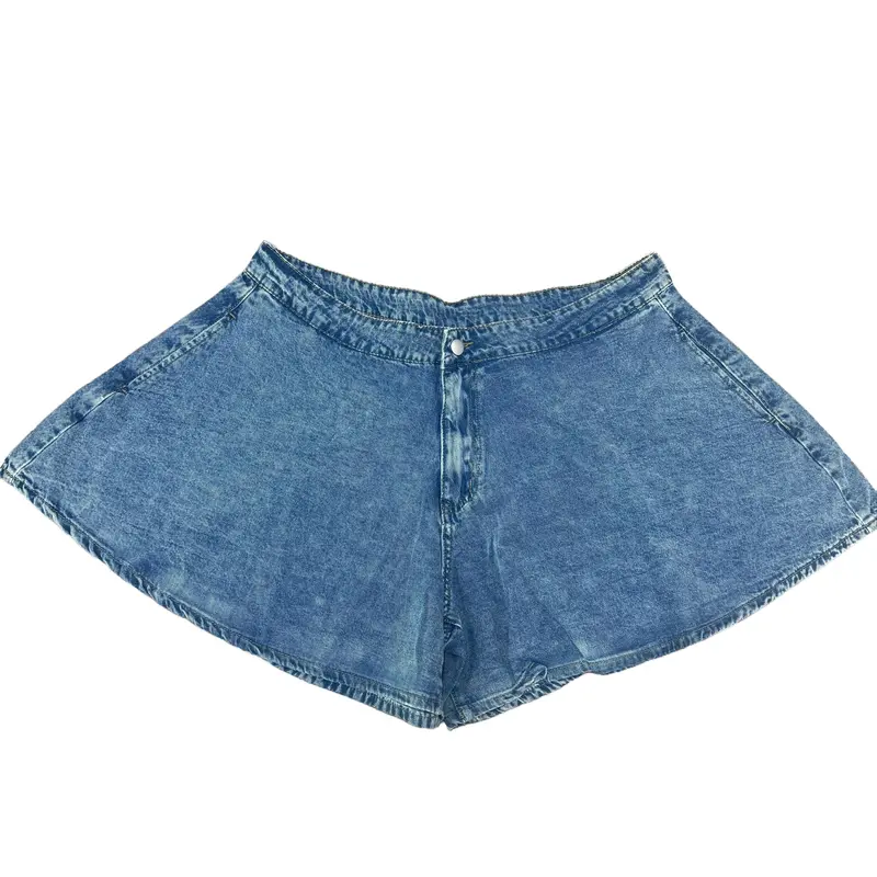 Odefou Plus Size Women's Flared Denim Shorts – Soft Fabric Pockets Jean with Button Zipper Closure Hot Girl Spring Summer Outfit Festival Holiday Womenswear