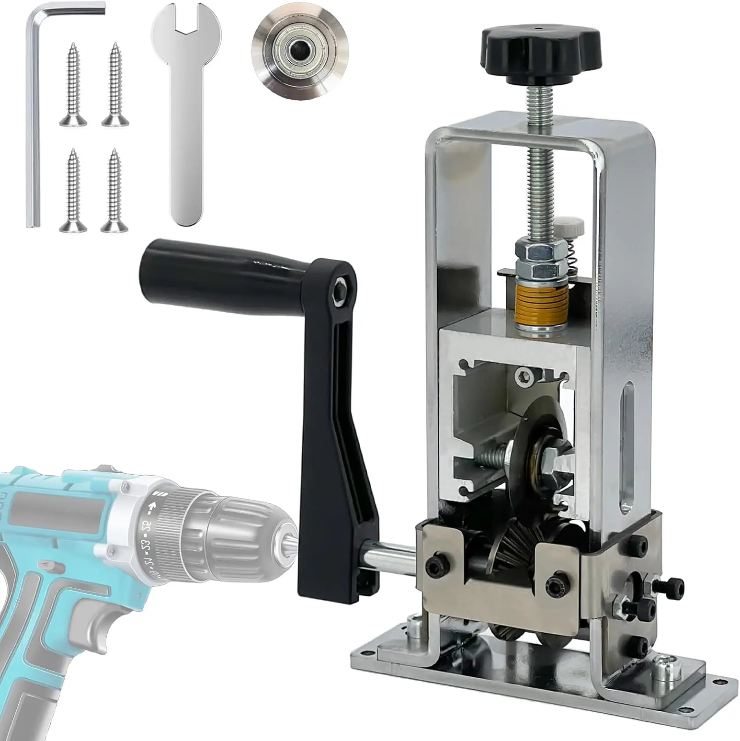Wire Stripper 1-25mm Tool Wire Stripper Machine for Hand Crank or Powered Manual Can be Fixed or Removed Cable Stripper for Copper Scrap RecyclingSilver