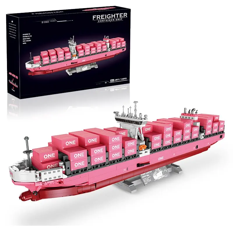 Simulation Cargo Ship Model, Custom Moc Shipping One Container Ship Toy, Diy Building Model, 1446pcs Large High-Difficulty Assembly, Ideal Gift for Kids and Adults
