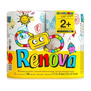 Renova Toilet Paper 4 Rolls Pack - 3 Ply - 160 Sheets per Roll - Soft and Ready for Any Bathroom Adventure