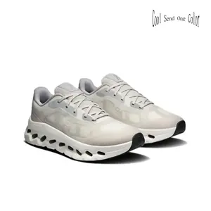 Ivory White Breathable Mesh Running Shoes, Lightweight Cushioned Casual Sneakers, Non-Slip Shock Absorbing Athletic Trainers for Men Women