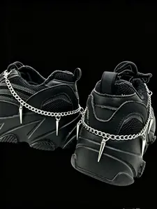 2pcs Dark Rivet Shoe Chains, Punk Style, DIY Compatible with Shoes and Boots, Shoe Decoration Charms, Trendy Accessory for Edgy, Perfect for Customization