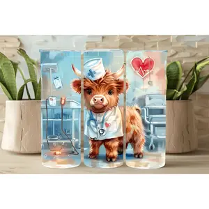 Nurse Highland Cow 20oz Insulated Tumbler