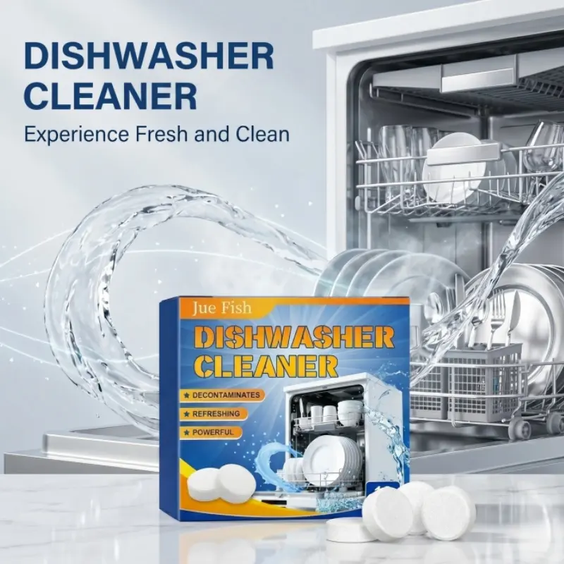 Household Concentrated Citric Acid Dishwasher Descaler Tablets, Scented Cleaner with Fresh Lemon Scent, Removes Oil Stains for Home Dishwashing Needs